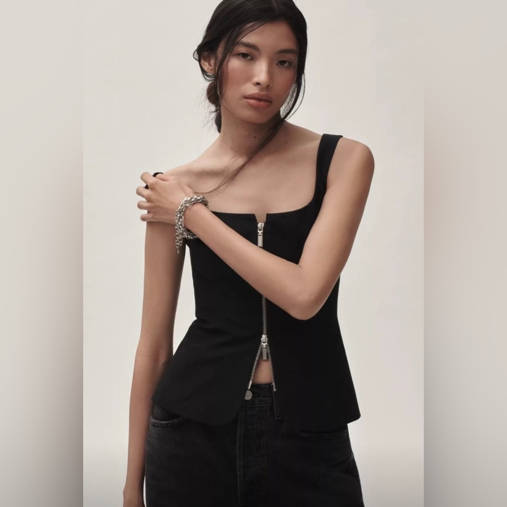 New Reformation Laine Zip-Front Top
